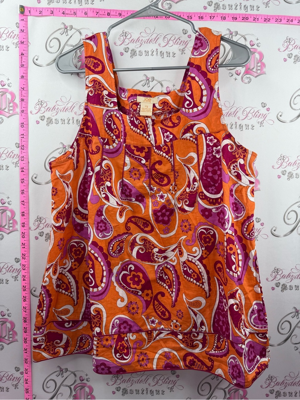 Joe Fresh swirls funky top Orange and Magenta Paisley Sleeveless Tank